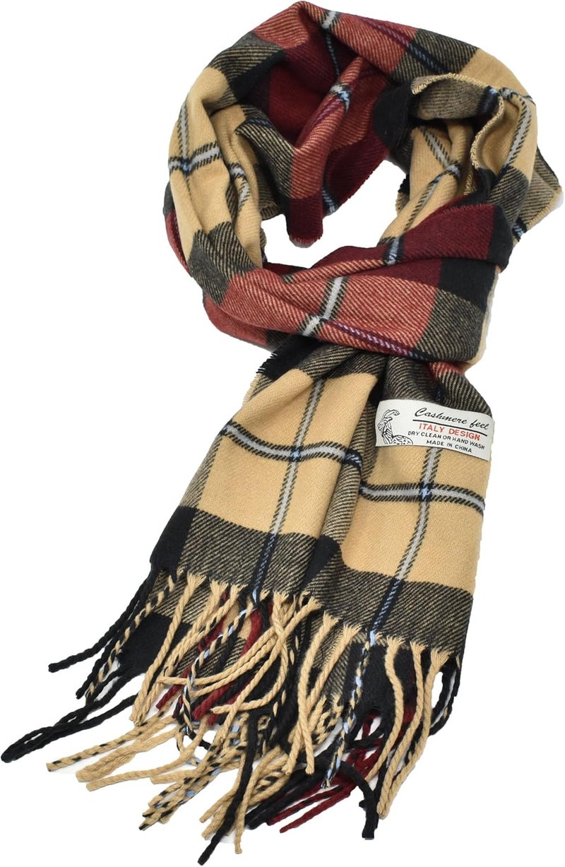 Glory Max Classic Plaid Striped Luxurious Checked Pattern Winter Scarf For Men Women Soft Cashmere Feel 72"x12" - Image 1